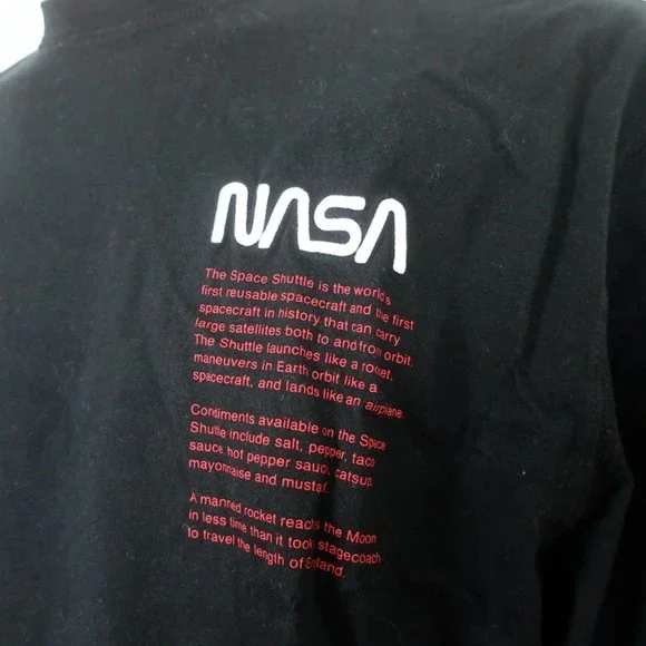 Heron Preston NASA Facts T-Shirt Black Size Large Short Sleeve Tee 